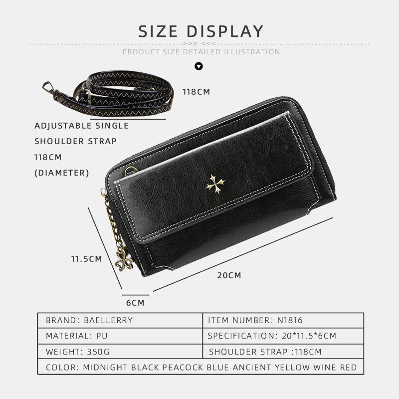 Women PU Leather Cross Flower Tassel Large Capacity Multi-card Slot Phone Bag Crossbody Bag Shoulder Bag