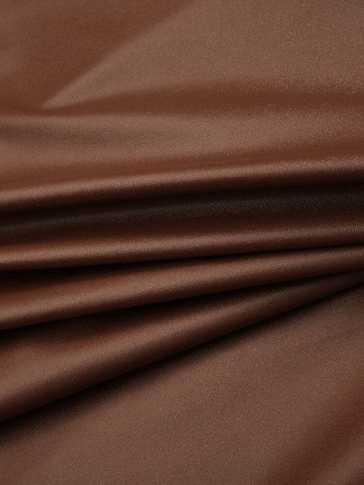 Women Solid Casual Leather Ankle Length Street Fashion Fitting Skirts