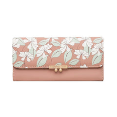 Women Plants 9 Card Slots Floral Trifold Wallet Purse