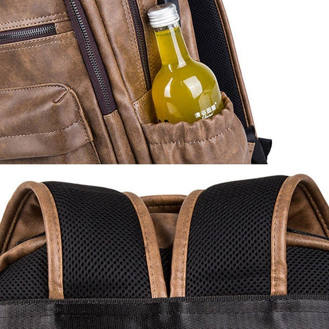 Faux Leather Laptop Bag Backpack Shoulder Bag For Men