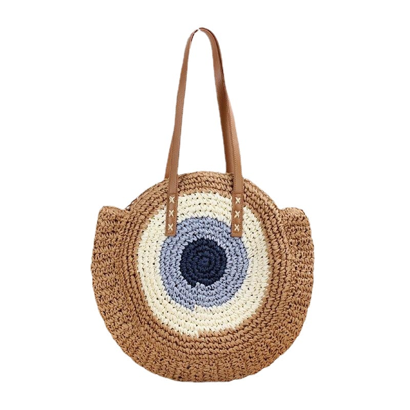 Women Simplicity Stripe Straw Bag Handbags Tote Retro Beach Bag