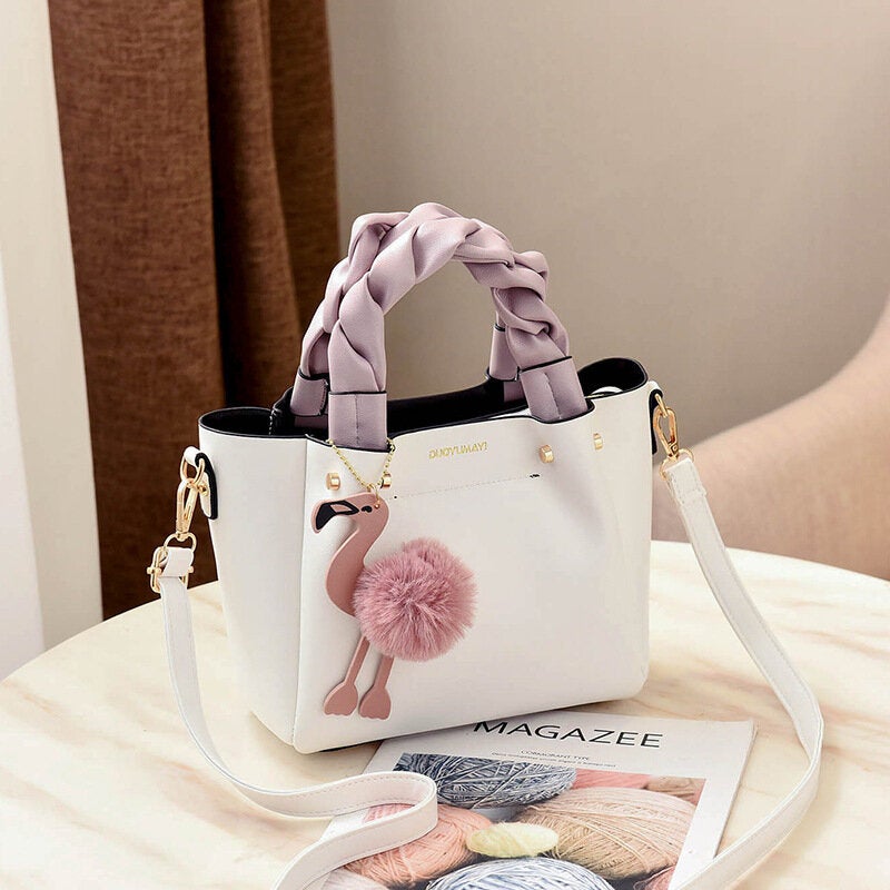 Women Fashion Handbag Crossbody Bag Shoulder Bag Flamingo Pendant Toe