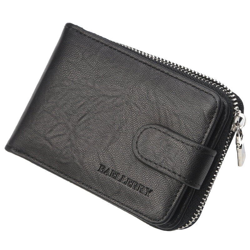 Men Faux Leather Multi-Card Zipper Wallet