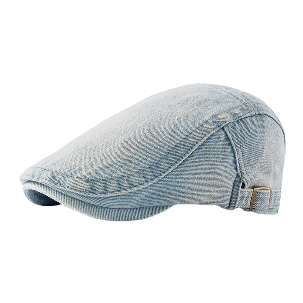 Men Washed Denim Made-old Casual Retro Driver Flat Hat Forward Hat Beret Hat