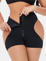 Women Zip Front Cut Out Breathable Hip Lift High Waist Panty Body Shaper Shapewear