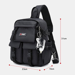 Men Muti-Pockets Waterproof Chest Bag Nylon Lightweight Comfortable Convertible Strap Crossbody Bag