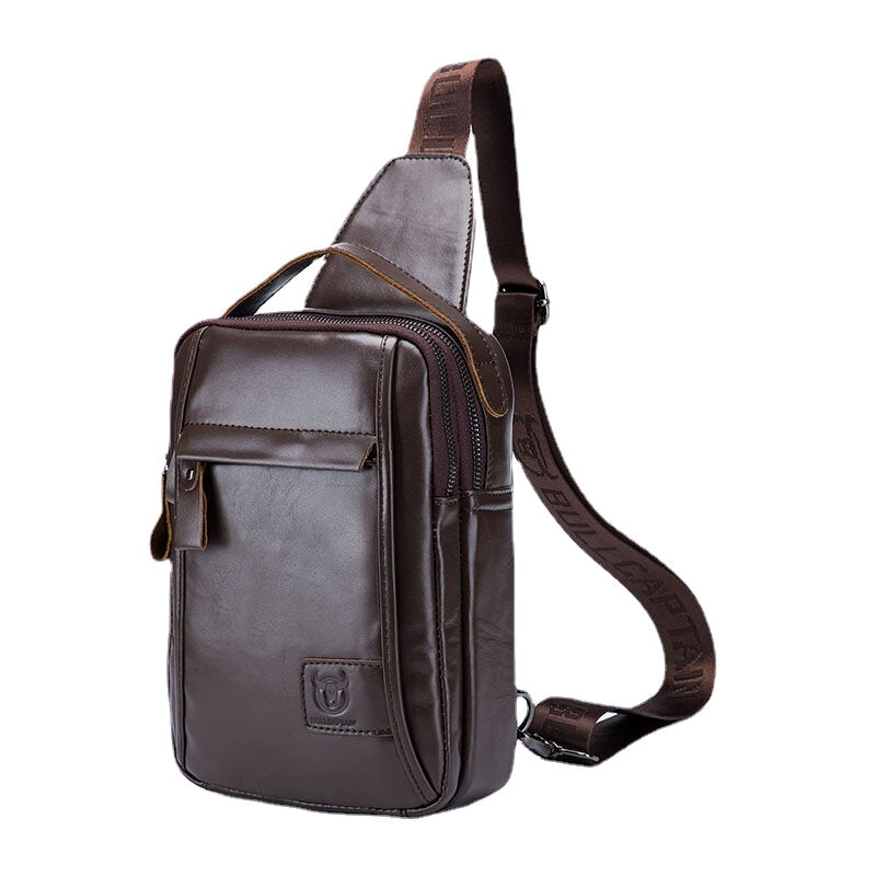 Vintage Genuine Leather Chest Bag Crossbody Shoulder