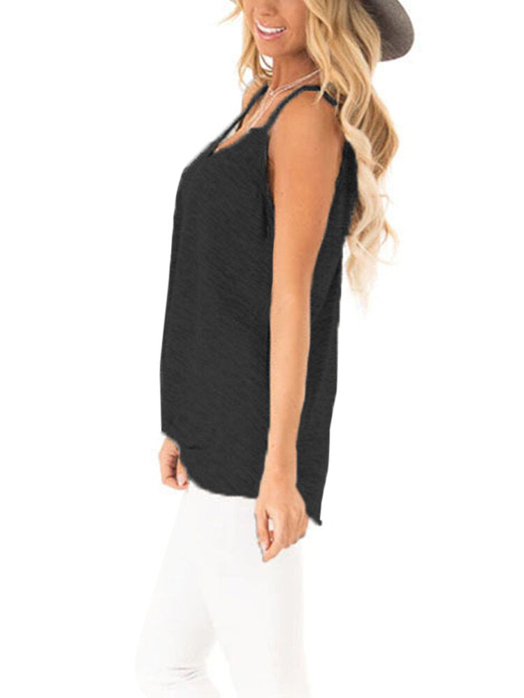 Casual V-neck Sleeveless Straps Camisole Tank Tops