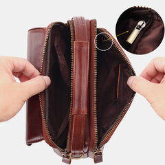 Men Genuine Leather Small Crossbody Bag Handbag Phone Bag