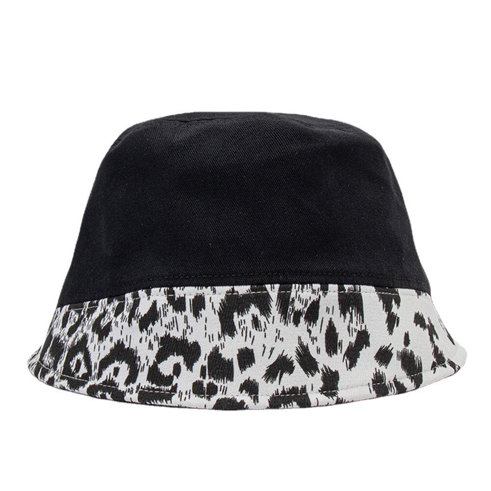 Women Patchwork Leopard Pattern Print Sun Hat Cotton Fashion All-match Sunscreen Bucket Hat