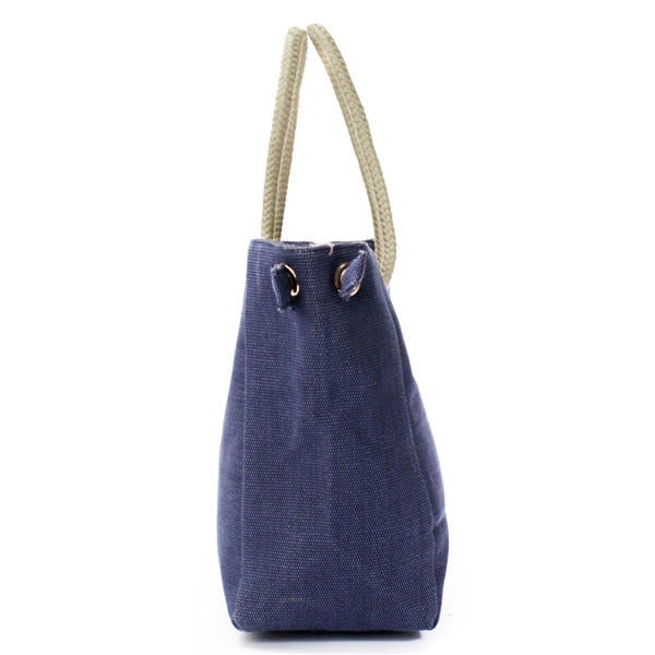 Women Canvas Rope Tote Casual Shoulder Bags Capacity Shopping Bags