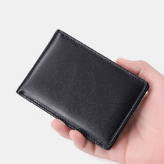 Men Genuine Leather RFID Anti-theft Push Card Slot Multi-Slot License Case Card Holder Wallet