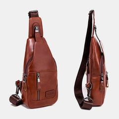 Men Genuine Leather Chest Bag Shoulder Crossbody First Layer Trend Fashion