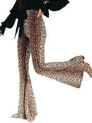 High Waist Casual Micro-elastic Leopard Women's Flare Pants