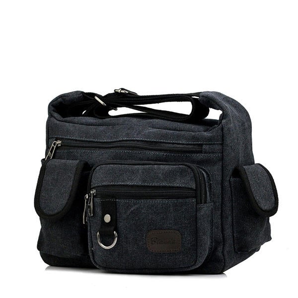 Large Capacity Men Casual Canvas Shoulder Messenger Bag Travel Crossbody