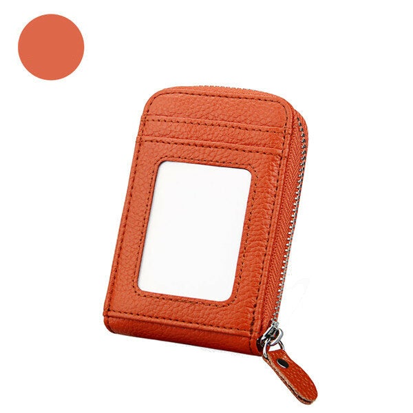 Women Genuine Leather Zipper Card Holder Long Wallet Candy Color Coin Purse