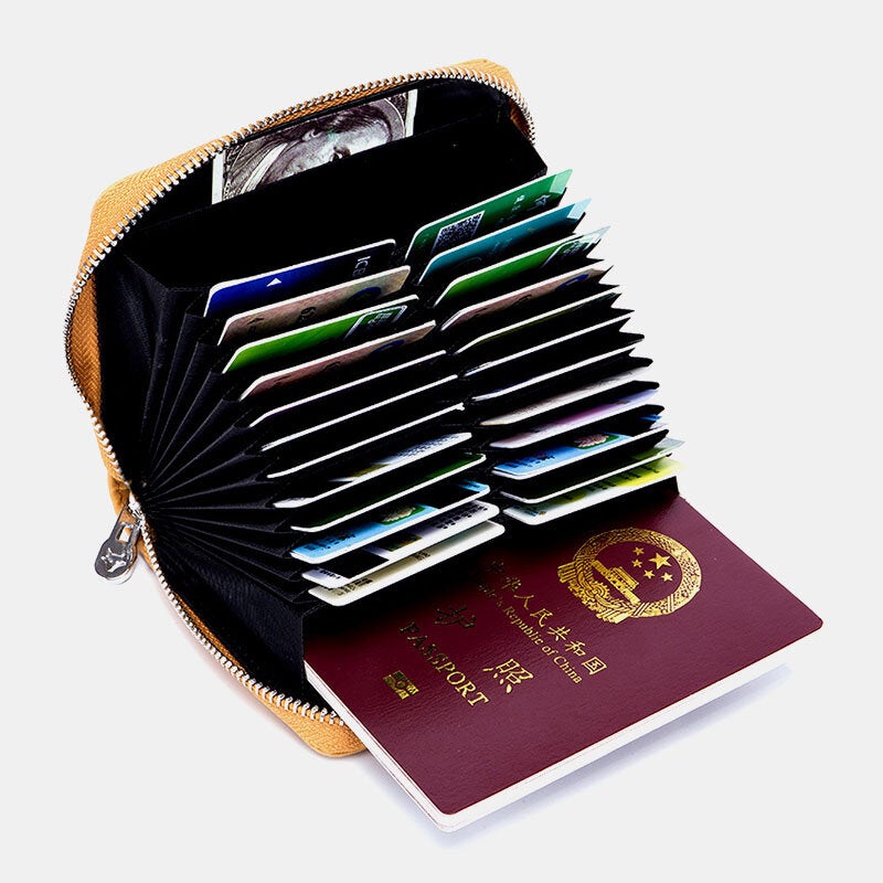 Men Genuine Leather RFID Anti-theft Organ Shape Multi-card Slots Coin Purse Card Wallet