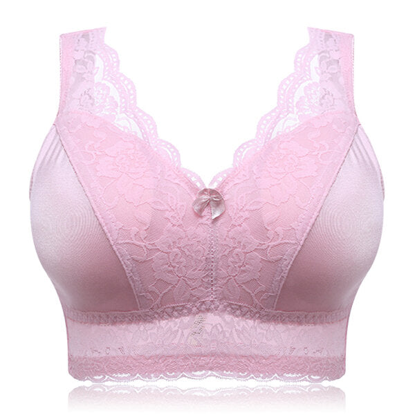 Large Size Cup Full Coverage Wireless Floral Lace Sleeping Leisure Vest Bra