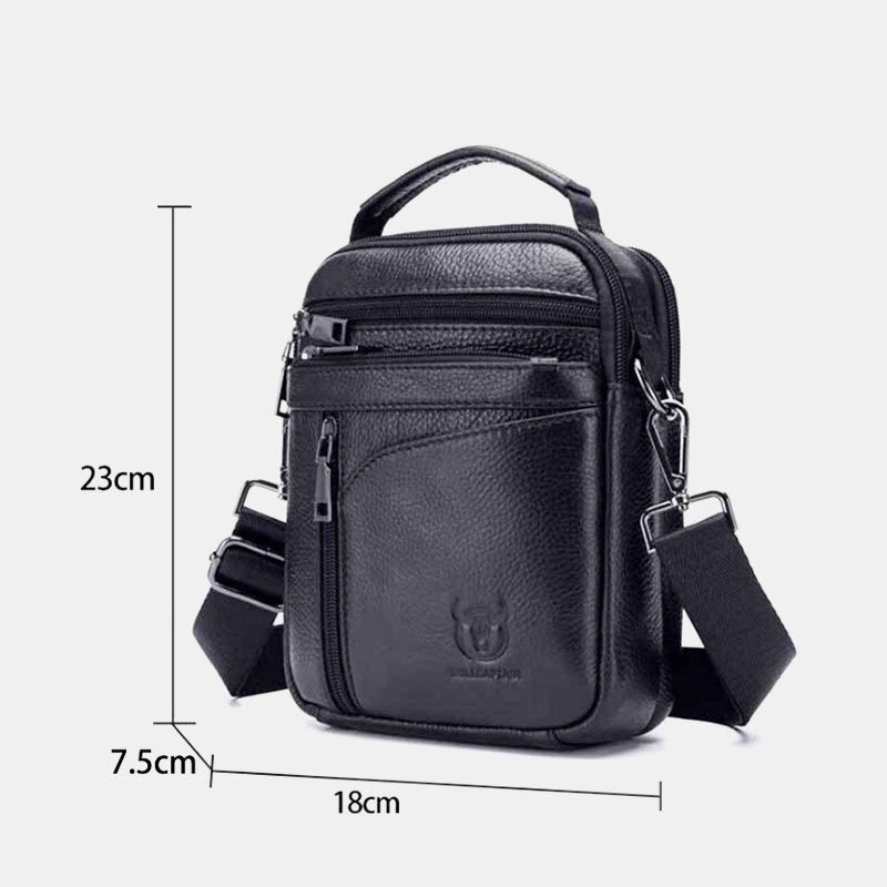 Men Genuine Leather Multifunction Multi-pocket Anti-theft Crossbody Bag Shoulder