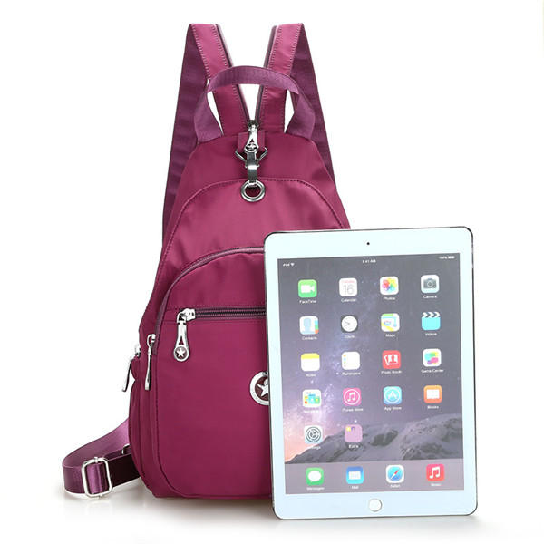 Women Nylon Light Chest Bags Outdoor Shoulder Sports Backpack