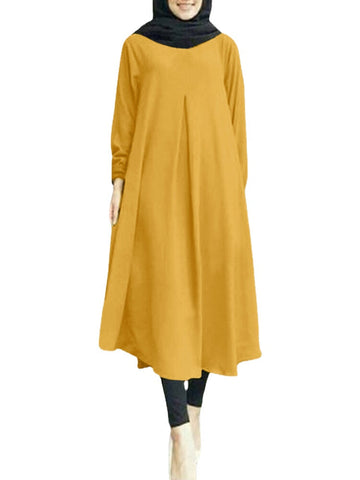 Solid Ruched Long Sleeve Casual Dress