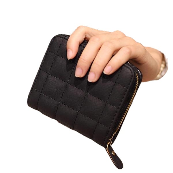 Women Quilted Zipper Short Wallet Girls Cute Mini Purse Card Holder Coin Bags