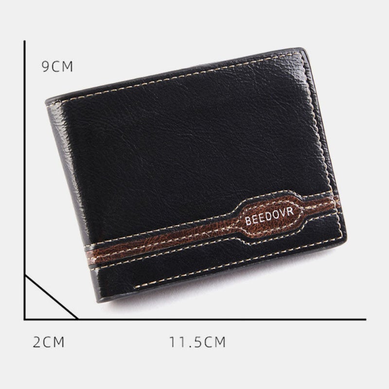 Men Vintage RFID Antimagnetic Faux Fur Patchwork Money Clips Multi-card Slots Wallet
