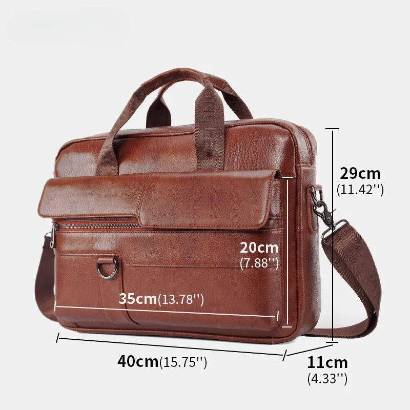 Men's Large Capacity Genuine Leather Business Messenger Bag
