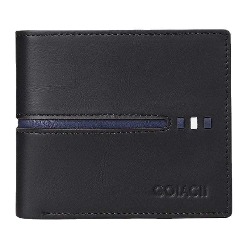Men Horizontal Bifold RFID Blocking Card Case Retro Short Multi-card Slot Card Holder Coin Purse Money Clip Driver's License Wallet
