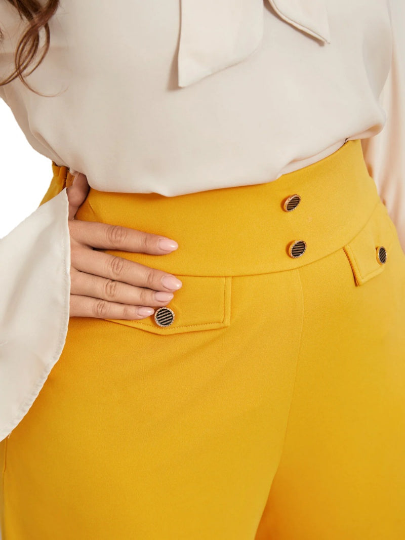 Plus Size Button Design Pants