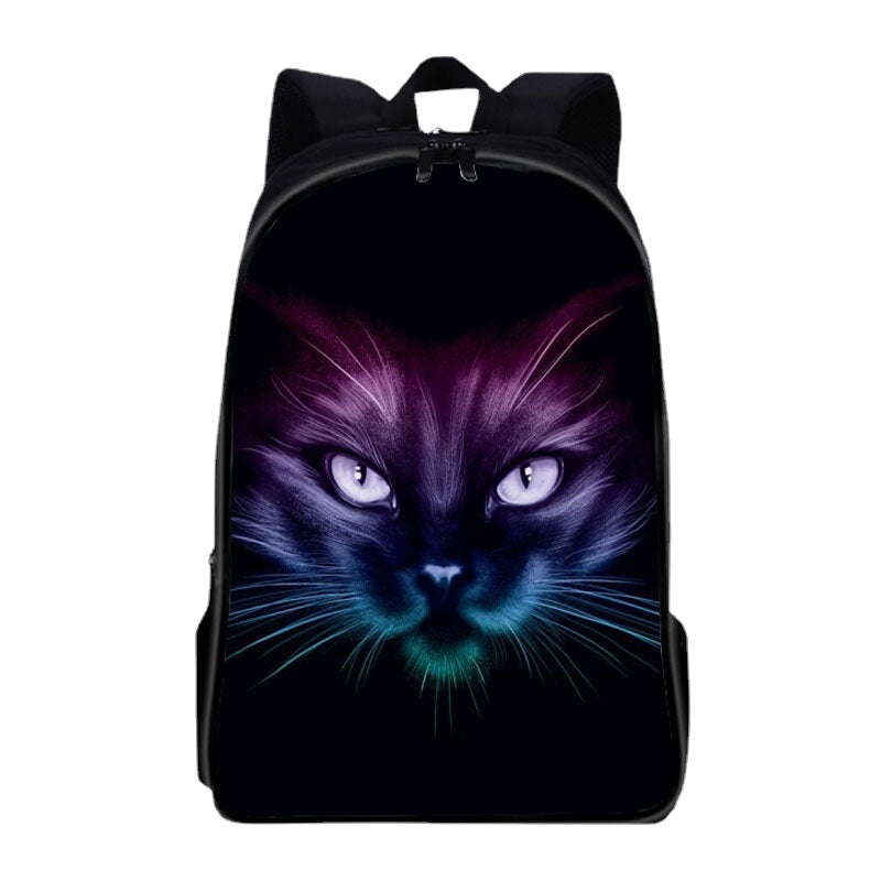 Unisex Oxford Fluorescence Luminous Cat Pattern Large Capacity School Bag Backpack