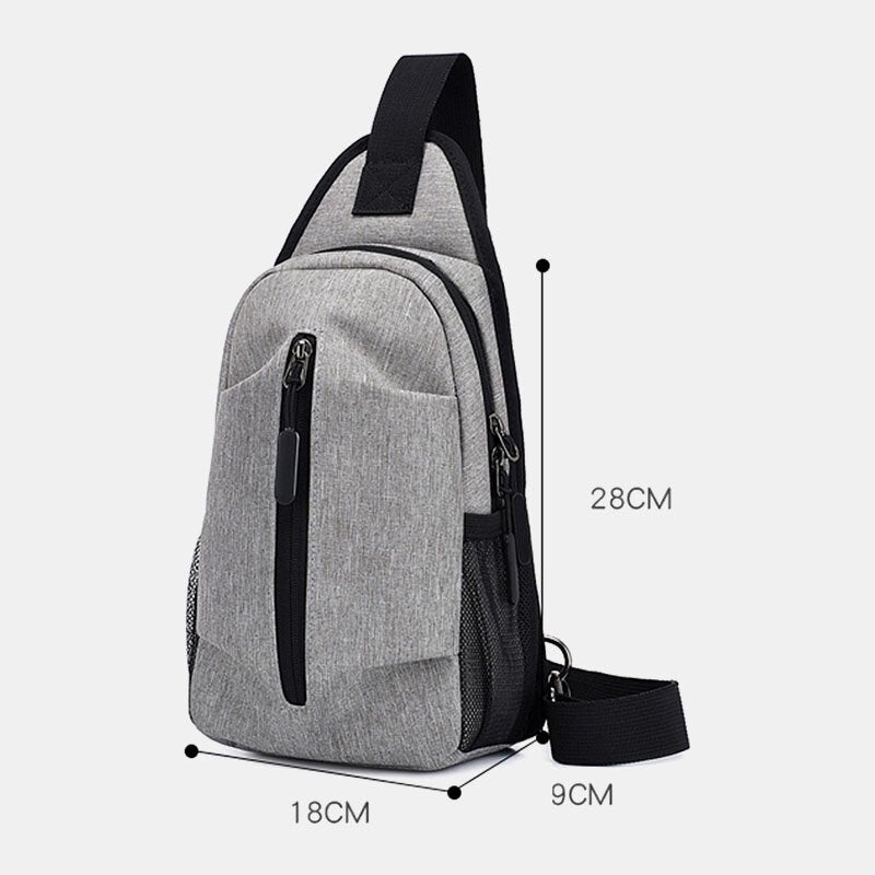 Men Side Mesh Pocket Detachable Shoulder Strap Design Chest Bag Waterproof Wear-resistant Casual 6.5 Inch Phone Crossbody