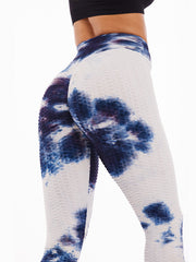 Tie-dye Random Print High Waist Slim Sport Yoga Casual Leggings For Women