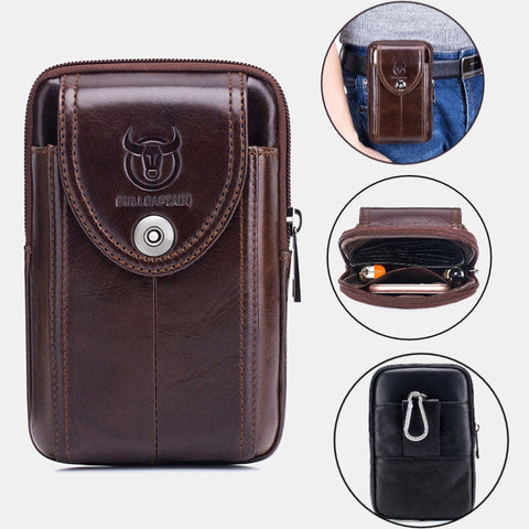 Genuine Leather Phone Bag Waist Business For Men