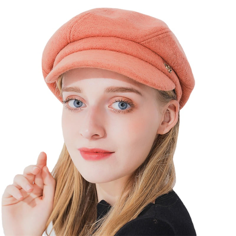 Women Fashion Cotton Plus Velvet Octagon Beret Hat Outdoor Thicken Gatsby Newsboy Caps