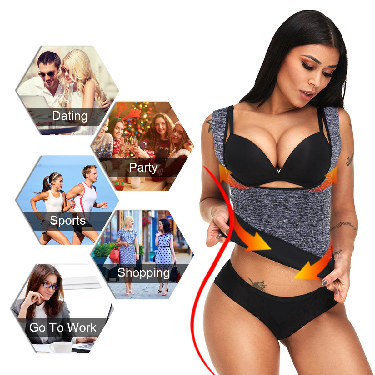 Women Sweat Sauna Body Shaper Vest Thermo Neoprene Trainer Sliming Waist Belt Tracksuit