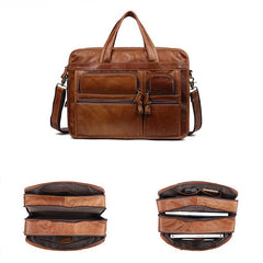 Men Genuine Leather Business Large Capacity 13.3 Inch Laptop Bag Handbag Briefcase