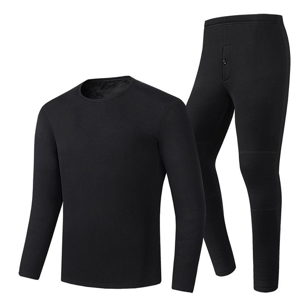 Electric Heated Underclothes Set for Men & Women Shirt + Trousers Velvet Lined Thermal Winter Clothing