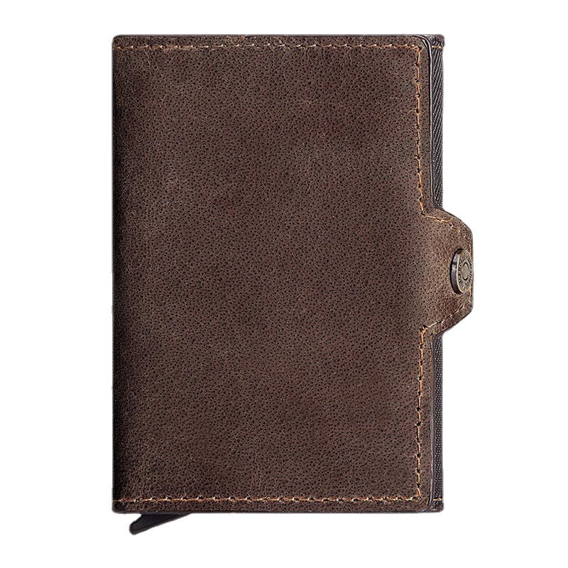 Men Retro RFID Blocking Antimagnetic Cowhide Wallet Casual Multi-card Slot Hasp Card Holder Multifunction Money Clip