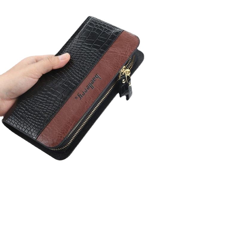 Men Faux Leather Long Zipper Phone Bag Wallet Clutches Bag For Business