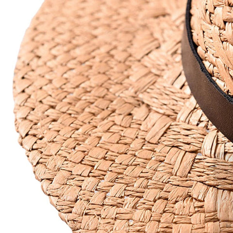 Women Summer Foldable Sunscreen Jazz Beach Hat Straw Hollow Breathable Sun Caps