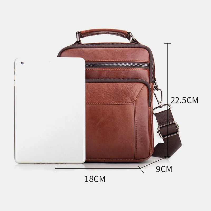 Men's Genuine Leather Multi-pocket Crossbody Sling Bag