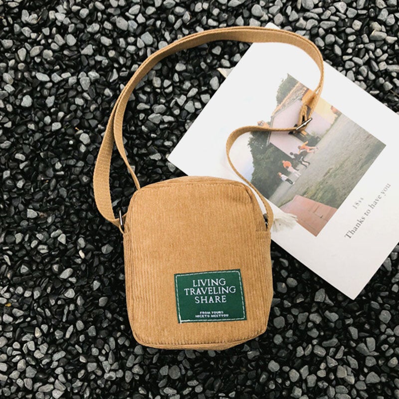 Unisex Corduroy Retro Mini Universal Outdoor Phone Bag Crossbody Shoulder