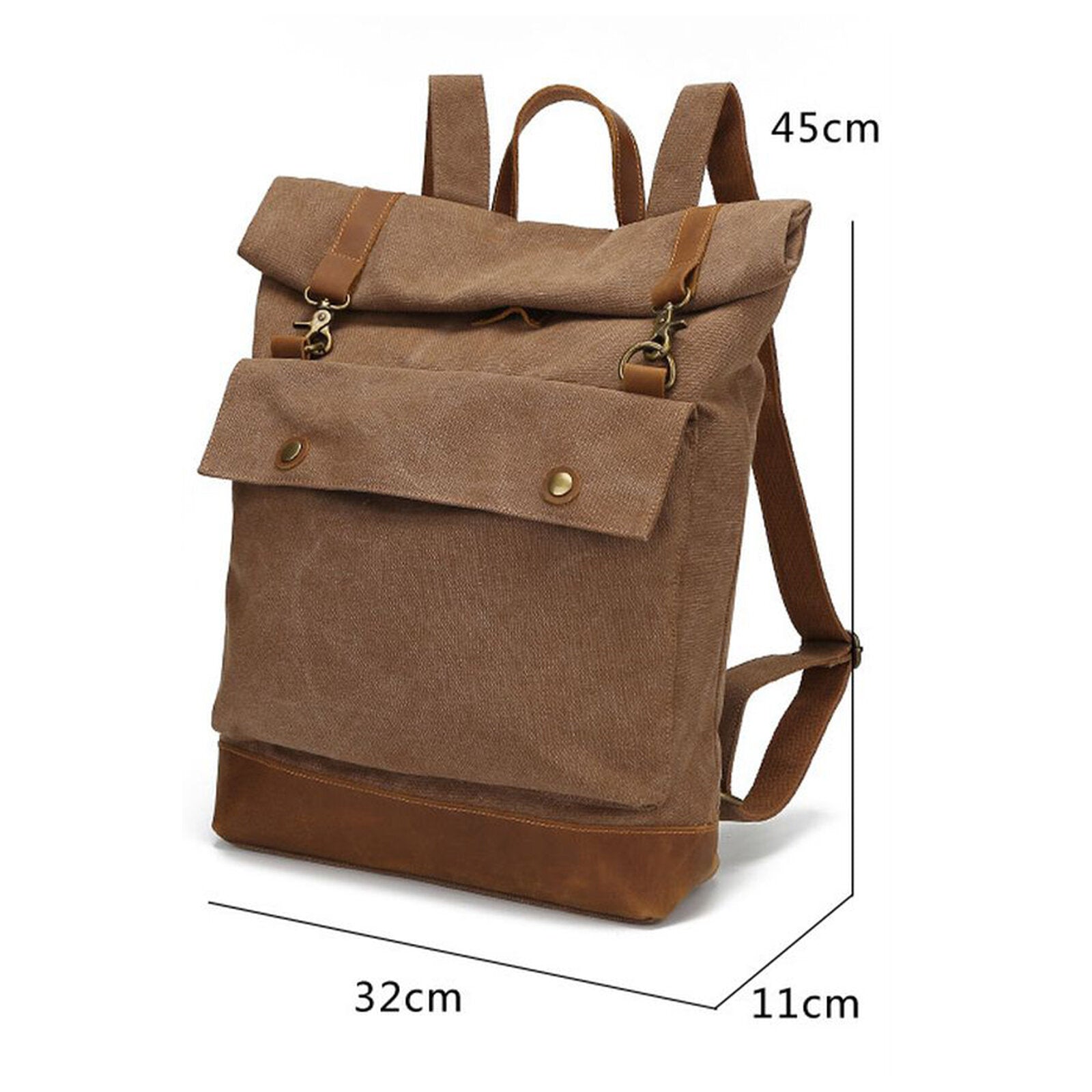 Men Vintage Canvas Leather Stitching Backpack Large Capacity Multifunctional Casual Travel Backpack