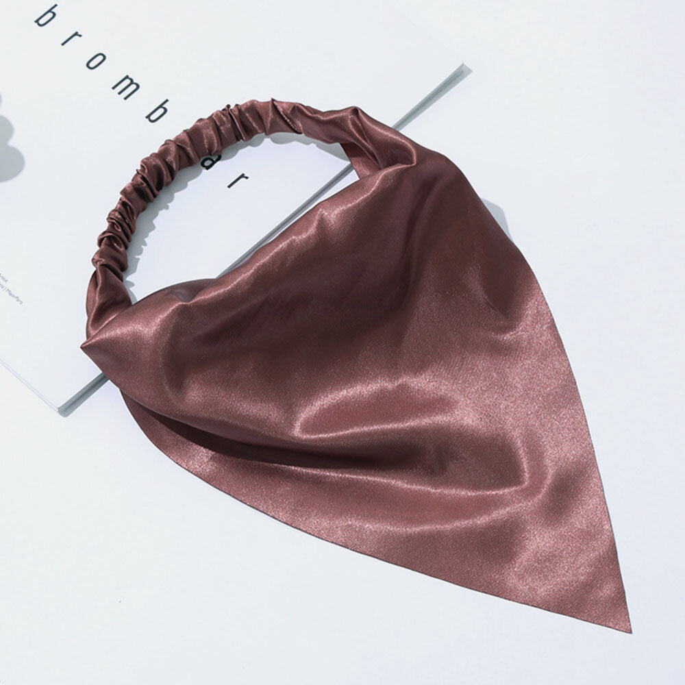 Women Chiffon Solid Color Elastic Wild Triangle Scarf Headband Headscarf Headwear