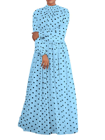 Ankle Length Lapel Dots Leisure Splicing Casual Dress For Women