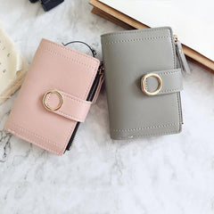 Women Ring Buckle Simple Zipper Wallet Purse Card Holder