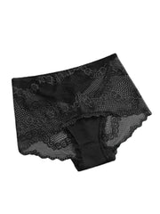 Plus Size Multi Color Women Lace Trim Mesh See Through Breathable High Waist Panties