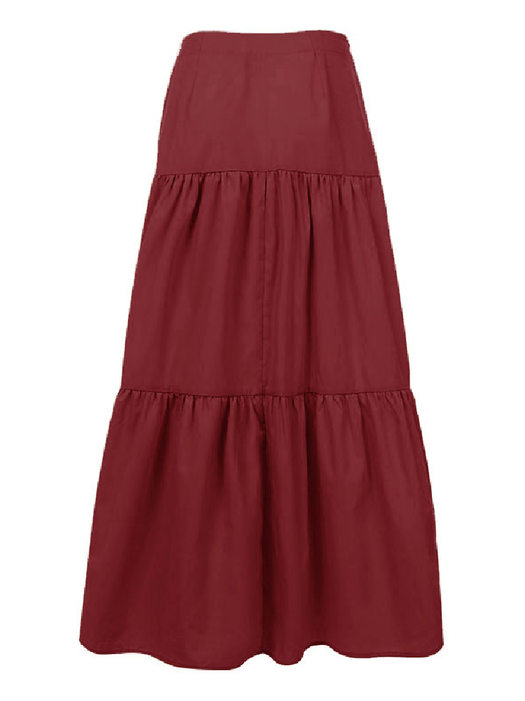 Women's Casual Loose Simple Skirts With Side Zipper