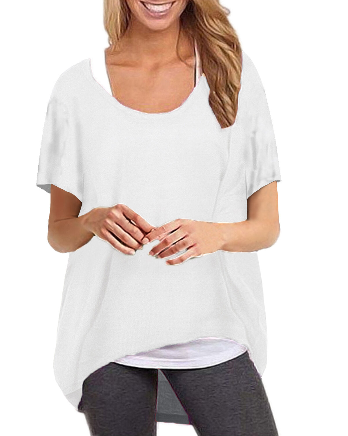 Women Half Sleeve Loose Baggy Tops Pullover Casual Blouse